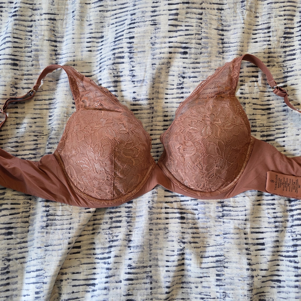 ThirdLove Tan Underwire Bra with Lace Overlay